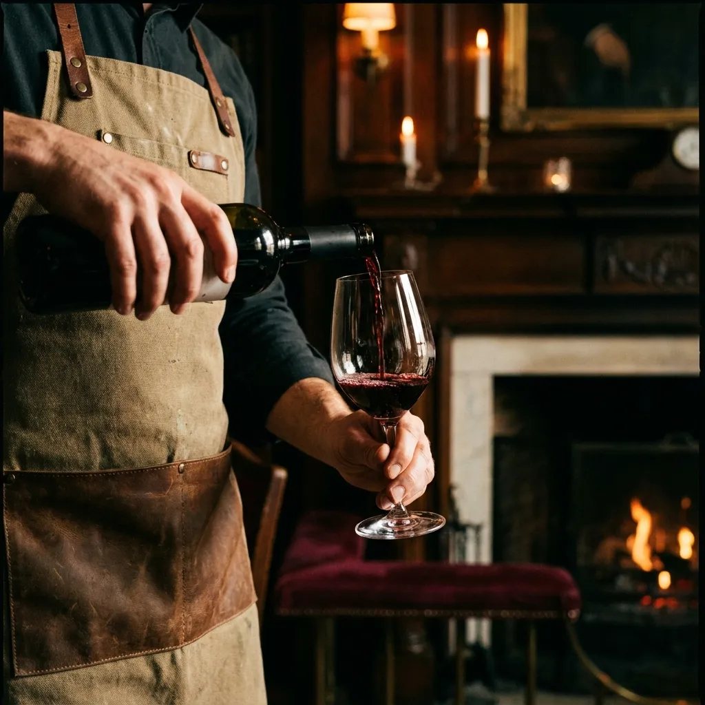 Server pouring red wine